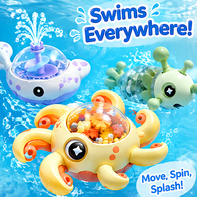 Adorable Wind-Up Bath Toys Set - 3 Unique Sea Creatures - Octopus, Whale Fountain, and Crawling Caterpillar - Floating Water Toys for Toddlers & Kids, Perfect Bathtub Fun & Gifts