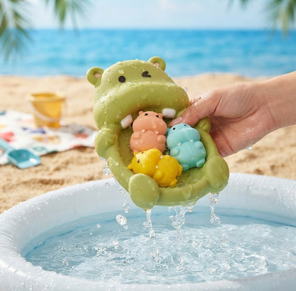 4Pcs Mold-Free Non-Porous Bath Toys for Toddlers – Floating Seal & Hippo Water Toys, Safe Bath & Pool Party Gift Set