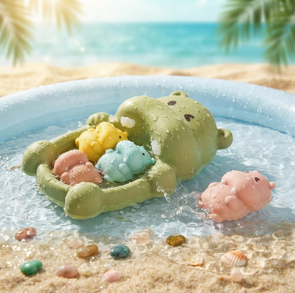 4Pcs Mold-Free Non-Porous Bath Toys for Toddlers – Floating Seal & Hippo Water Toys, Safe Bath & Pool Party Gift Set