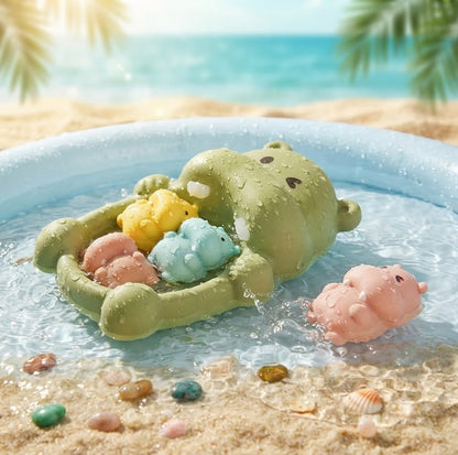 4Pcs Mold-Free Non-Porous Bath Toys for Toddlers – Floating Seal & Hippo Water Toys, Safe Bath & Pool Party Gift Set
