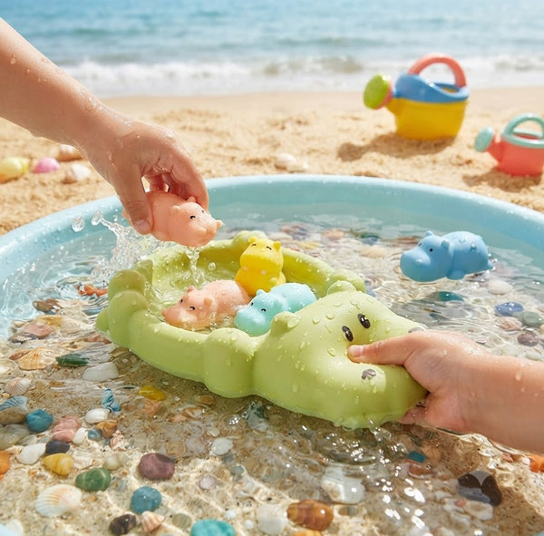 4Pcs Mold-Free Non-Porous Bath Toys for Toddlers – Floating Seal & Hippo Water Toys, Safe Bath & Pool Party Gift Set