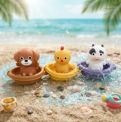 6Pcs Stackable Bath Toys Set for Toddlers – Floating Boats & Cute Animal Water Toys, Fun Bathtub Birthday Gifts for Boys & Girls