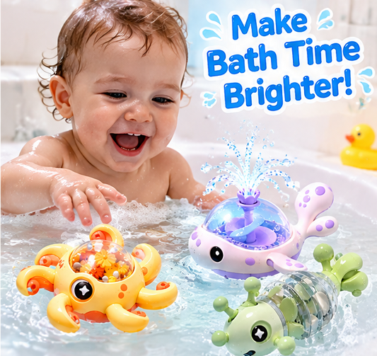 Adorable Wind-Up Bath Toys Set - 3 Unique Sea Creatures - Octopus, Whale Fountain, and Crawling Caterpillar - Floating Water Toys for Toddlers & Kids, Perfect Bathtub Fun & Gifts
