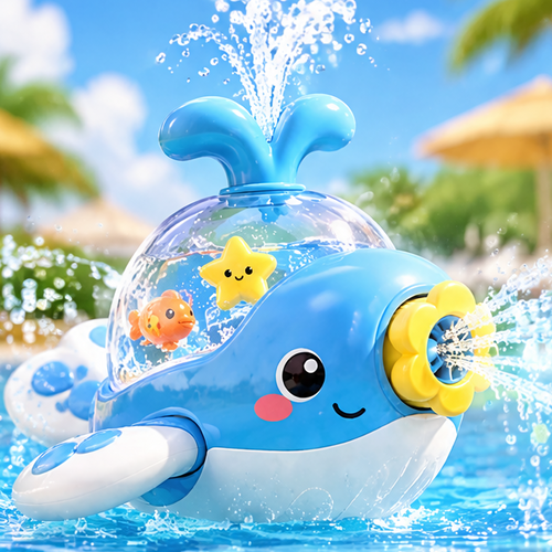 Bath Time Bliss: Adorable Whale Sprinkler Toy with Water Spray & Spinner, Cute Floating Fish & Star, Perfect for Toddler Pool & Tub Play