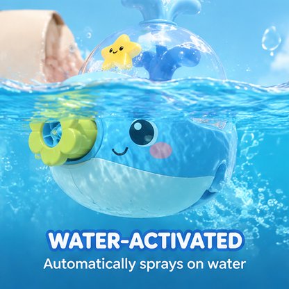 Bath Time Bliss: Adorable Whale Sprinkler Toy with Water Spray & Spinner, Cute Floating Fish & Star, Perfect for Toddler Pool & Tub Play