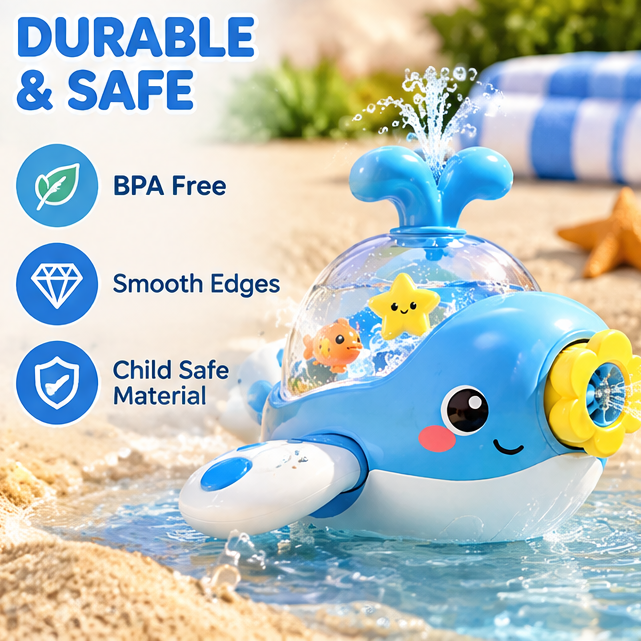 Bath Time Bliss: Adorable Whale Sprinkler Toy with Water Spray & Spinner, Cute Floating Fish & Star, Perfect for Toddler Pool & Tub Play