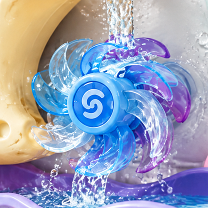 Bath Time Waterfall Station - Interactive Wall Toy with Cloud Rainmaker, Spinning Gear Wheel, Cascading Tracks, Jellyfish Shower & Submarine Sprayer - Toddler Bathtub Educational Water Toy Set