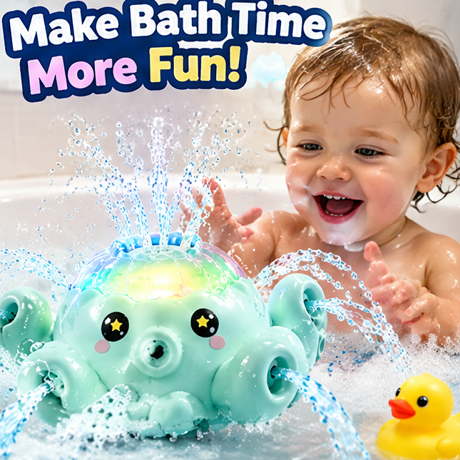 Floating Spray Octopus Cloud Bath Toy - Electric Auto-Water Spraying, Floating & Moving, and Colorful LED Light-Up Octopus Bathtub Toy for Toddlers, Pool & Water Play