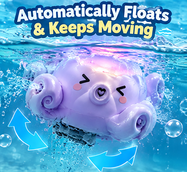 Floating Spray Octopus Cloud Bath Toy - Electric Auto-Water Spraying, Floating & Moving, and Colorful LED Light-Up Octopus Bathtub Toy for Toddlers, Pool & Water Play
