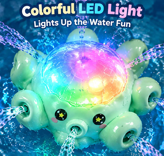 Floating Spray Octopus Cloud Bath Toy - Electric Auto-Water Spraying, Floating & Moving, and Colorful LED Light-Up Octopus Bathtub Toy for Toddlers, Pool & Water Play