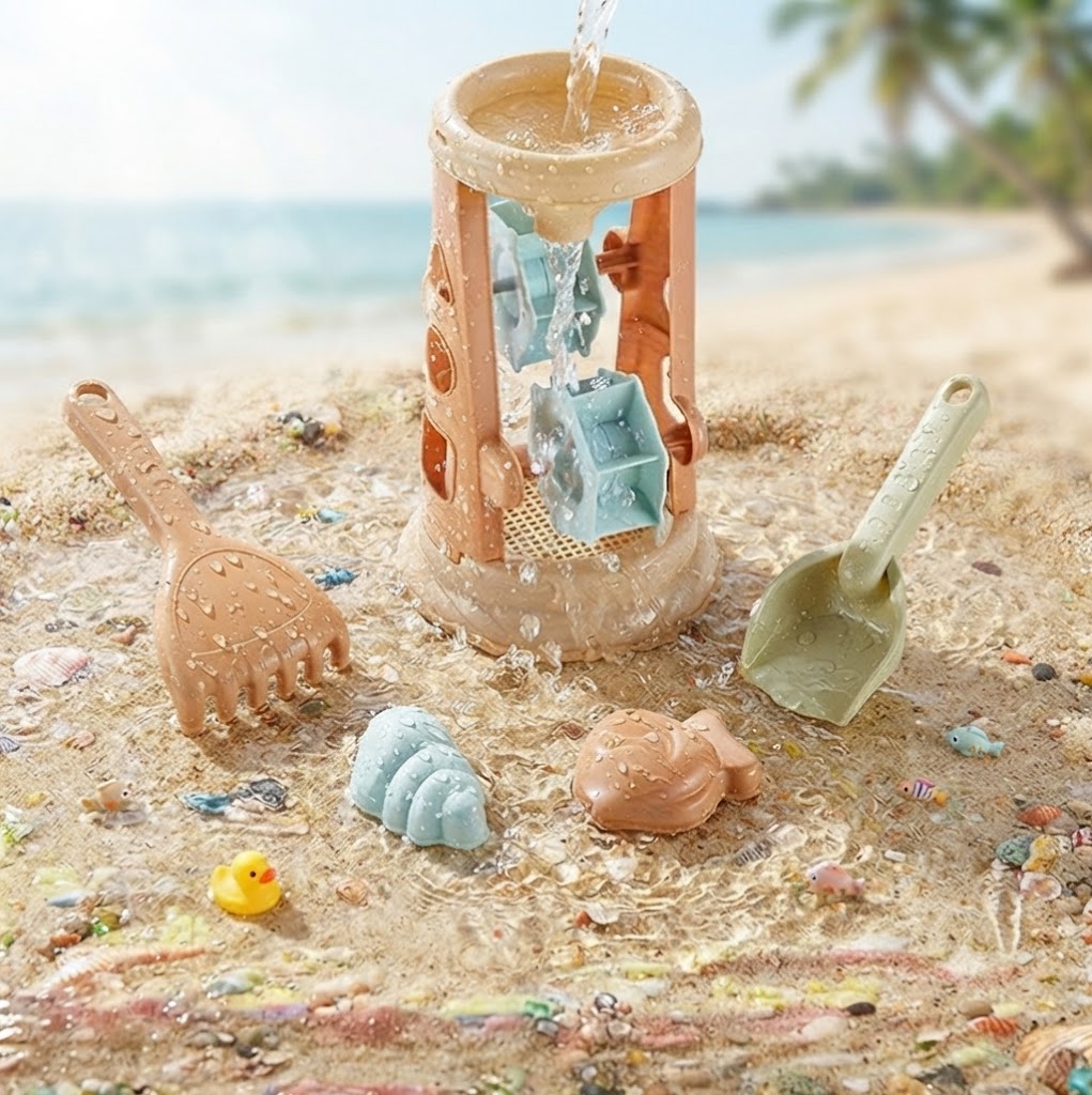 Interactive Beach & Bathroom Water Toy Set – Educational Sand Shovel & Shape Molds, Summer Gifts for Kids