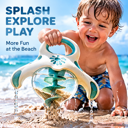 Kids Beach Sand & Water Funnel Toy - Creative Ocean-Inspired Sand Hourglass with Central Spiral Slide & Easy-Grip Handle for Beach Vacation, Sandpit & Outdoor Play