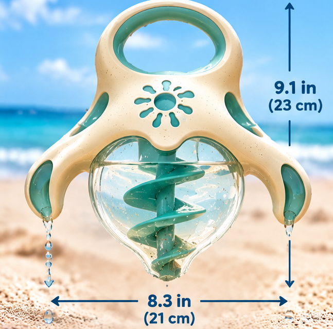 Kids Beach Sand & Water Funnel Toy - Creative Ocean-Inspired Sand Hourglass with Central Spiral Slide & Easy-Grip Handle for Beach Vacation, Sandpit & Outdoor Play