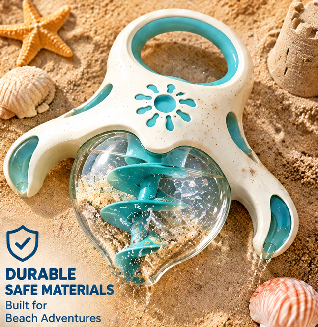 Kids Beach Sand & Water Funnel Toy - Creative Ocean-Inspired Sand Hourglass with Central Spiral Slide & Easy-Grip Handle for Beach Vacation, Sandpit & Outdoor Play