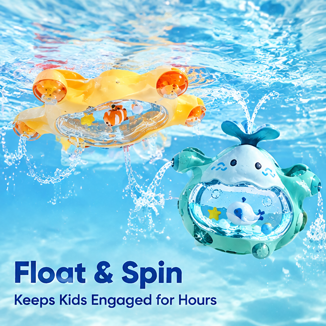 Ocean Adventure Bath Toys - Interactive Water Spraying Sea Creatures with Floating Marine Friends & Multi-Directional Spouts - Cute Toddler Bathtub & Pool Play Set
