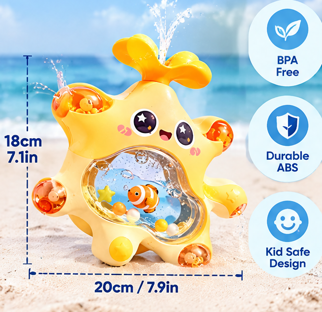 Ocean Adventure Bath Toys - Interactive Water Spraying Sea Creatures with Floating Marine Friends & Multi-Directional Spouts - Cute Toddler Bathtub & Pool Play Set