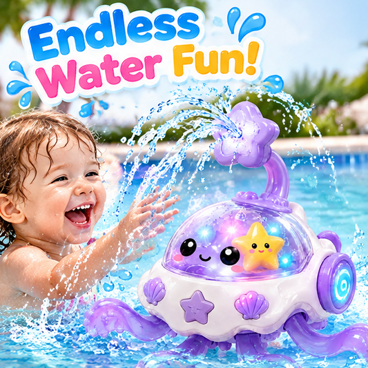Splash Go! Water Friend - Electric Glowing Octopus Bath Toy with Water Spray Star Spout & Crawling Action - Interactive Floating Bathtub Toy for Toddlers, Pool & Water Play