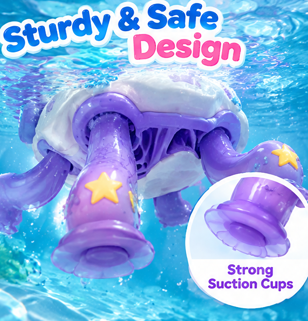 Splash Go! Water Friend - Electric Glowing Octopus Bath Toy with Water Spray Star Spout & Crawling Action - Interactive Floating Bathtub Toy for Toddlers, Pool & Water Play
