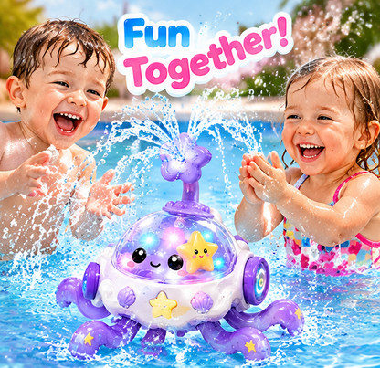 Splash Go! Water Friend - Electric Glowing Octopus Bath Toy with Water Spray Star Spout & Crawling Action - Interactive Floating Bathtub Toy for Toddlers, Pool & Water Play