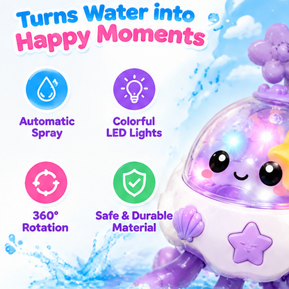 Splash Go! Water Friend - Electric Glowing Octopus Bath Toy with Water Spray Star Spout & Crawling Action - Interactive Floating Bathtub Toy for Toddlers, Pool & Water Play