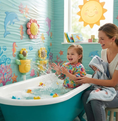 Sunflower Suction Cup Bath Toy for Toddlers – Interactive Spinning Water Wheel Toy, Fun Bathtub Birthday Gift for Kids