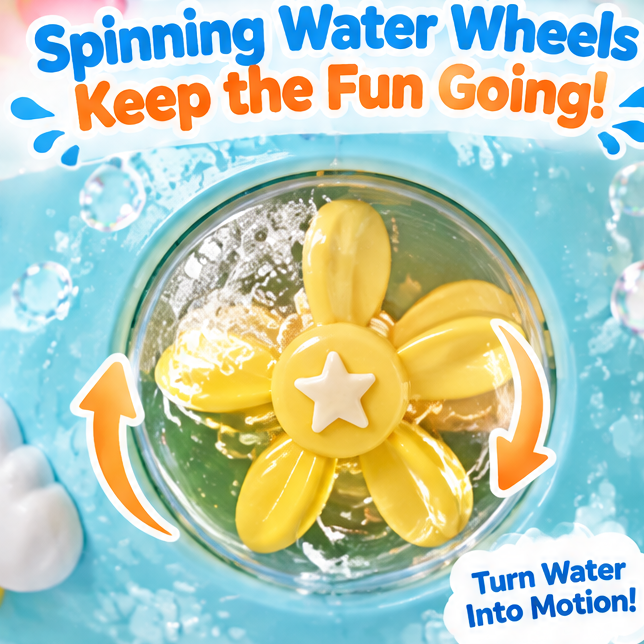 Whale Fountain Bath Toy - Interactive Water Spray, Spinning Water Wheels & Suction Cup Base - Cute Toddler Bathtub Toy for Boys and Girls, Sensory Water Play & Gift