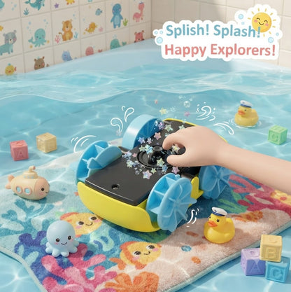 Wind-Up Amphibious Tank Bath Toy for Toddlers – Floating Water & Land Tank Car, Fun Educational Water Toys for Kids