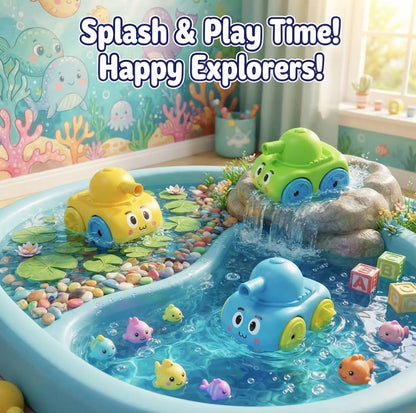 Wind-Up Amphibious Tank Bath Toy for Toddlers – Floating Water & Land Tank Car, Fun Educational Water Toys for Kids
